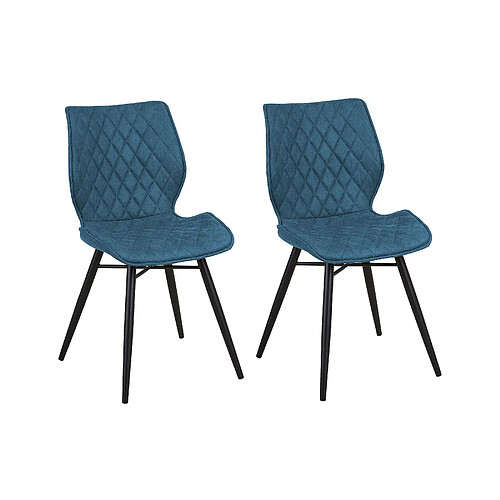 Beliani Chaise de salle à manger LISLE Set de 2 Tissu Bleu azur