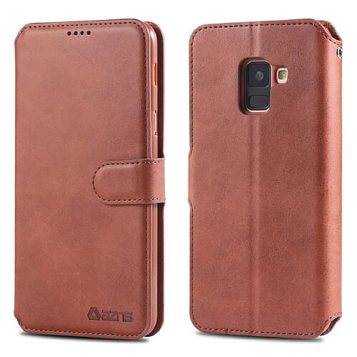 Wewoo Housse Coque Pour Galaxy A6 2018 AZNS Texture du mollet Etui en cuir avec rabat horizontal magnétique PU supportfentes cartes et cadre photo Marron