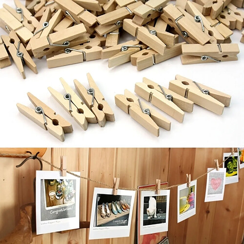 Wewoo 100 PCS Mini Pinces En Bois Naturel Clip Photo Pince À Linge Craft Décoration PegsTaille 2.5 × 0.3cm