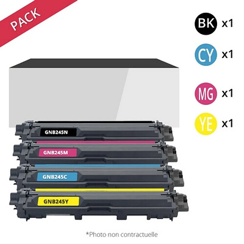 TONER SERVICES Génériques Brother TN241/TN245 Noir et Couleur - Pack 4 Toners