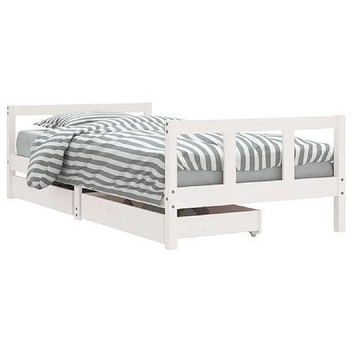 Maison Chic Lit d'Enfant Chambre - Cadre de lit pour enfants tiroirs blanc 90x190 cm bois pin massif -MN27912