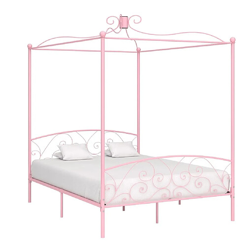 Maison Chic Lit adulte - Cadre de lit à baldaquin,Structure du lit Contemporain rose métal 180x200 cm -MN70267