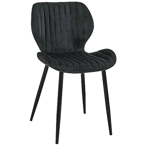 AKORD 1 Pièce chaise matelassée de salle à manger en velours Noir