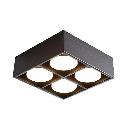 NETTLIFE 4 Spots de plafond LED en saillie noir orientables blanc chaud GX53 4x5W carrés modernes pour salon cuisine salle à manger bureau couloir