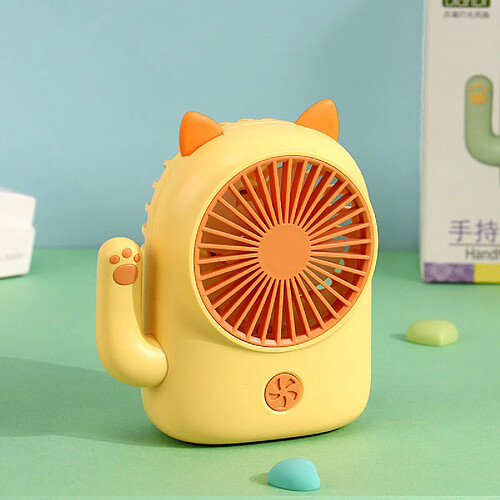 (Jaune) Dessin Animé Chaton Mignon Petit Ventilateur Chargeur Usb Mini Ventilateur De Bureau Portable