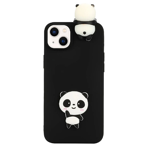 Coque en silicone décor de personnage de dessin animé 3D anti-chute pour votre iPhone 14 Plus - Panda noir