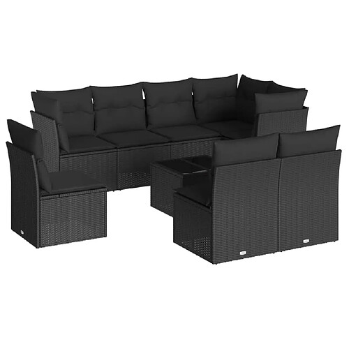 Maison Chic Salon de jardin 9 pcs avec coussins | Ensemble de Table et chaises | Mobilier d'Extérieur noir résine tressée -GKD35735