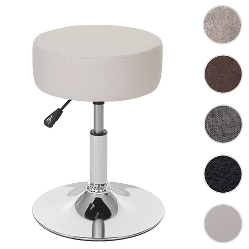 Mendler Tabouret HWC-C22, hauteur réglable, Ø 35 cm ~ similicuir crème