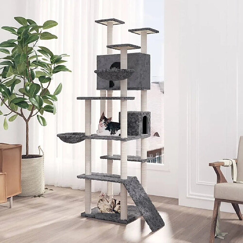 vidaXL Arbre à chat avec griffoirs en sisal Gris foncé 191 cm