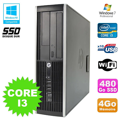 PC HP Compaq 6200 Pro SFF Core i3 3.1GHz 4Go 480Go SSD DVD WIFI W7 Pro · Occasion