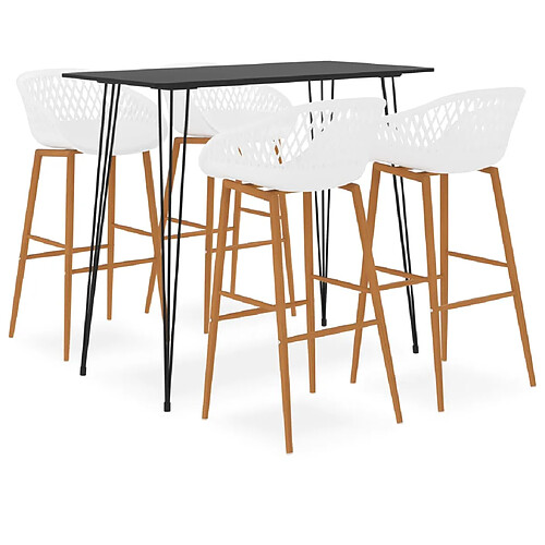 vidaXL Ensemble de bar 5 pcs Noir et blanc