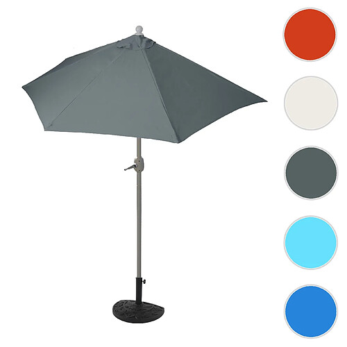 Mendler Parasol Parla en alu, hémicycle, parasol de balcon UV 50+ ~ 270cm anthracite avec pied