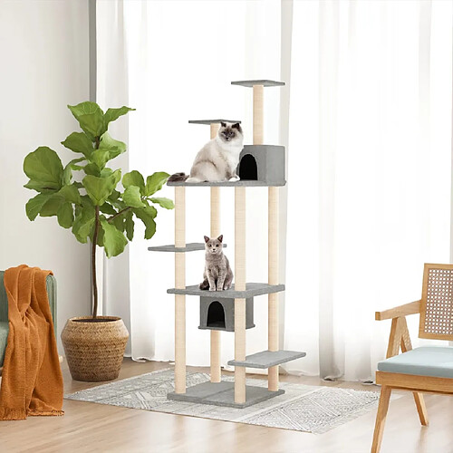 vidaXL Arbre à chat avec griffoirs en sisal Gris clair 176 cm