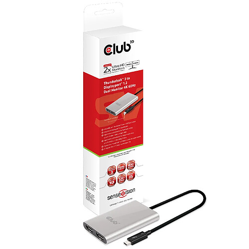 Club 3D CLUB3D Thunderbolt™ 3 to Displayport™ 1.2 Dual Monitor 4K 60Hz