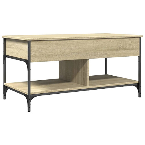 ComfortXL Table Basse Chêne Sonoma 100x50x50cm Bois D'ingénierie Et Métal