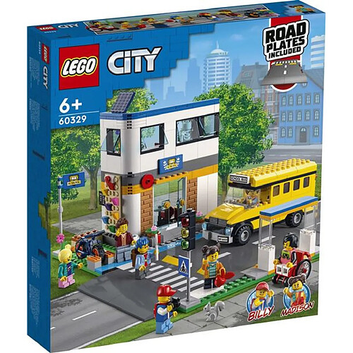 LEGO 60329 City Une Journée d'École, Jouet de Construction Bus, 2 Classes et Plaques de Route, Set pour Enfants +6 Ans