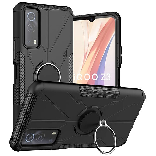 Coque en TPU antichoc, anti-chute avec béquille pour votre Vivo iQOO Z3/Y72 5G/Y53s - noir