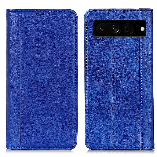 Etui en PU texture litchi, absorption magnétique, bleu pour votre Google Pixel 7 Pro