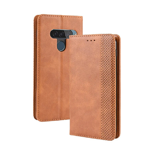 Wewoo Housse Coque Étui en cuir à boucle magnétique avec rétro pour Crazy Horse Texture horizontale LG G8S ThinQavec porte-carte et fentes cartes et cadre photo Marron