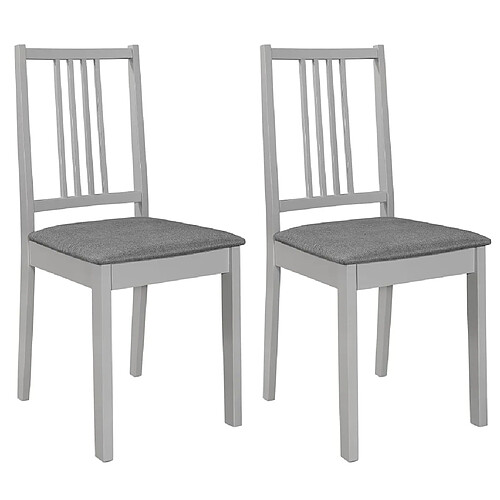 Decoshop26 Lot de 2 chaises de salle à manger avec coussins d'assise design classique en bois gris DEC025465