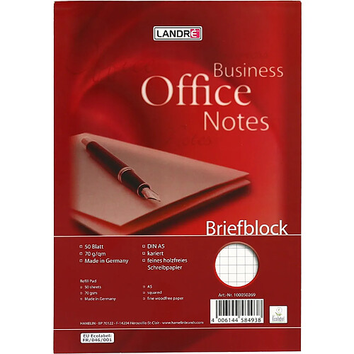 LANDRÉ Papier à lettre 'Business Office Notes' format A5, ()