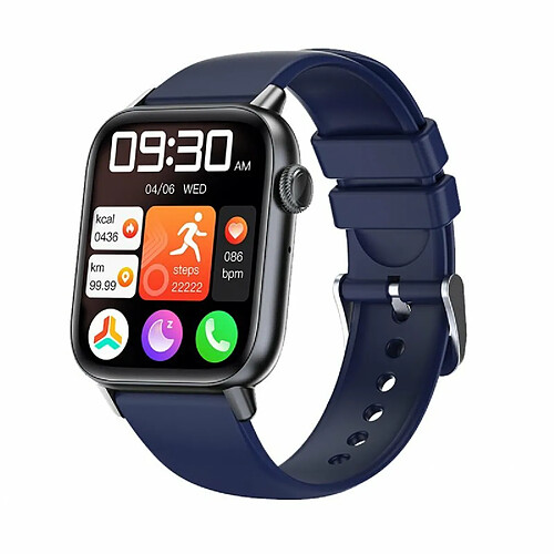 Qs08Pro Montre Intelligente Hommes 1.83 Pouces Écran Tactile 300Mah Moniteur Sain Ip67 Étanche Sports Smartwatch Bleu