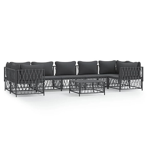 Maison Chic Salon de jardin 8 pcs + coussins - Mobilier/Meubles de jardin - Table et chaises d'extérieur anthracite acier -MN60086