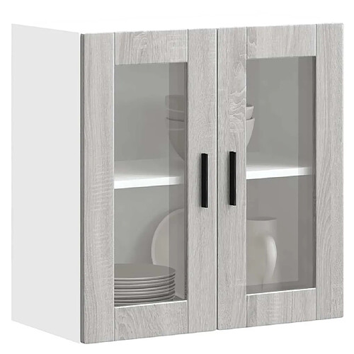 vidaXL Armoire murale de cuisine avec porte en verre Porto sonoma gris