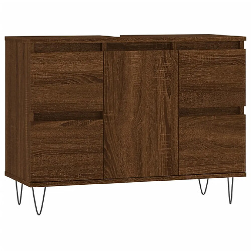 Maison Chic Armoire salle de bain,Meuble de rangement de salle de bain,Meuble haut chêne marron 80x33x60cm bois d'ingénierie -GKD564925