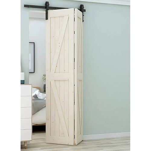 Secury-T Rail porte coulissante pour porte pliante 2m en acier noir en applique