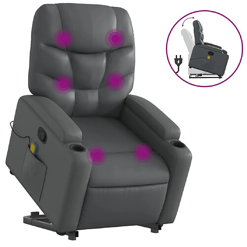 Maison Chic Fauteuil Relax pour salon, Fauteuil inclinable de massage Gris Similicuir -GKD28702