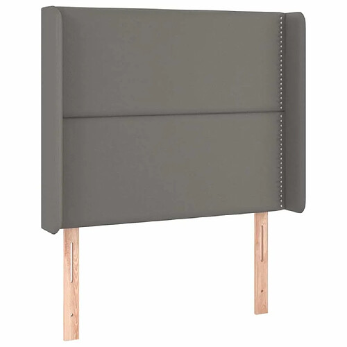 Maison Chic Tête de lit moderne avec oreilles pour chambre - Décoration de lit Gris 103x16x118/128 cm Similicuir -MN23839