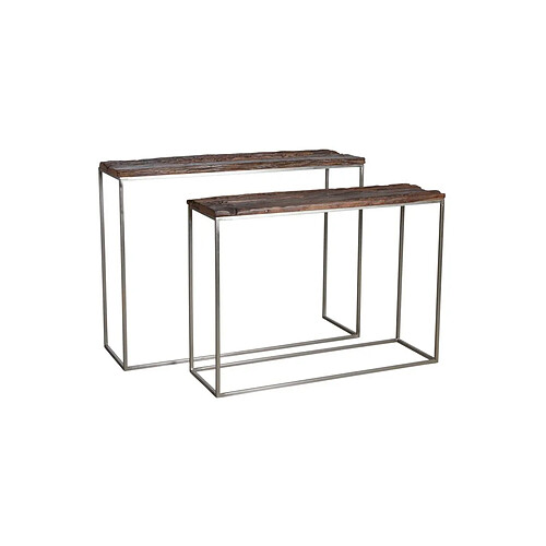 Aubry Gaspard Console en acier patiné et bois massif (Lot de 2).