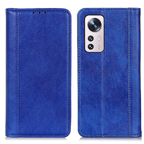 Etui en PU texture litchi, magnétique avec support auto-absorbant bleu pour votre Xiaomi 12 Pro