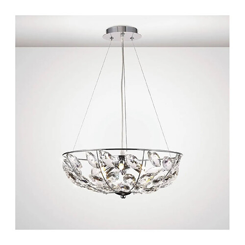 Luminaire Center Suspension Galilea 6 Ampoules G9 chrome poli/cristal