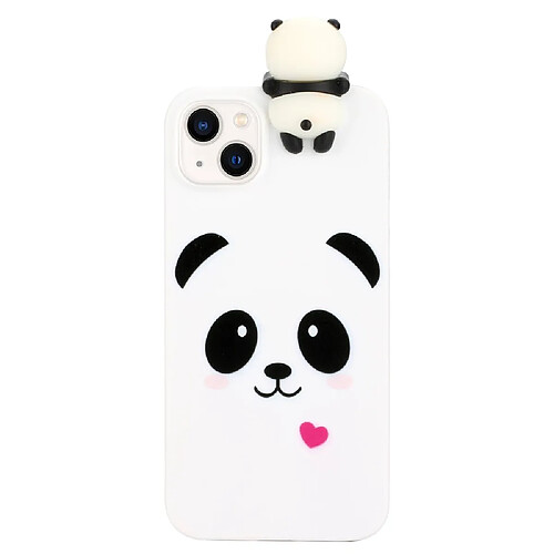 Coque en TPU anti-rayures, avec figurine d'animal en 3D pour votre iPhone 14 - Panda blanc