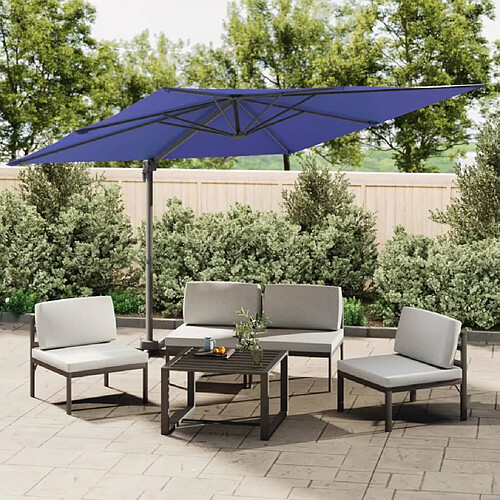 vidaXL Parasol cantilever à LED Bleu azuré 400x300 cm