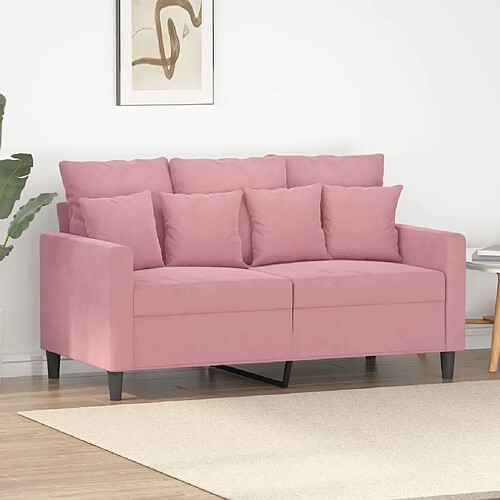 vidaXL Canapé à 2 places Rose 120 cm Velours