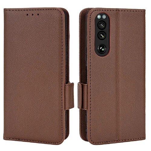 Etui en PU texture litchi marron pour votre Sony Xperia 5 III 5G