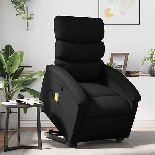 vidaXL Fauteuil inclinable de massage Noir Similicuir