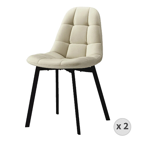 Moloo STELLIA-Chaise en velours Vanille et métal noir (x2)