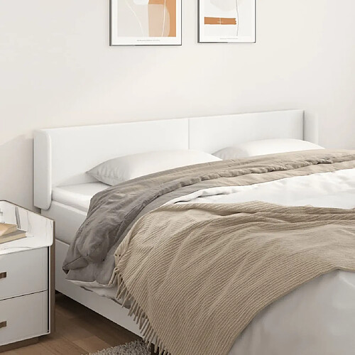 Maison Chic Tête de lit scandinave avec oreilles,meuble de chambre Blanc 203x16x78/88 cm Similicuir -MN73853