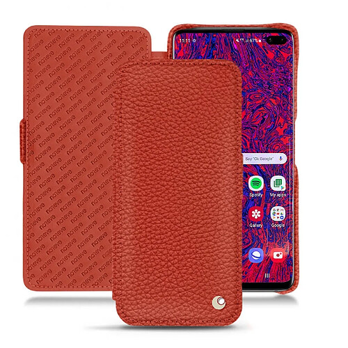 Housse cuir Samsung Galaxy S10 5G - Rabat horizontal - Papaye ( Pantone #b54317 ) - NOREVE