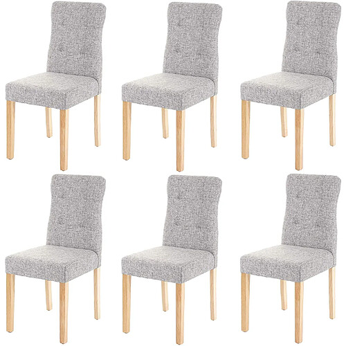 Decoshop26 Lot de 6 chaises en tissu gris pieds en bois clair CDS04645