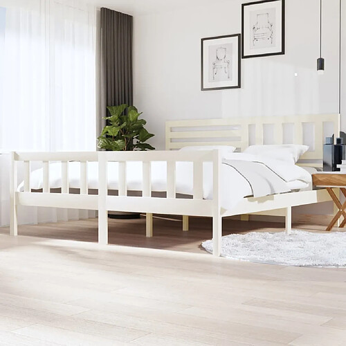 vidaXL Cadre de lit sans matelas blanc bois massif 200x200 cm