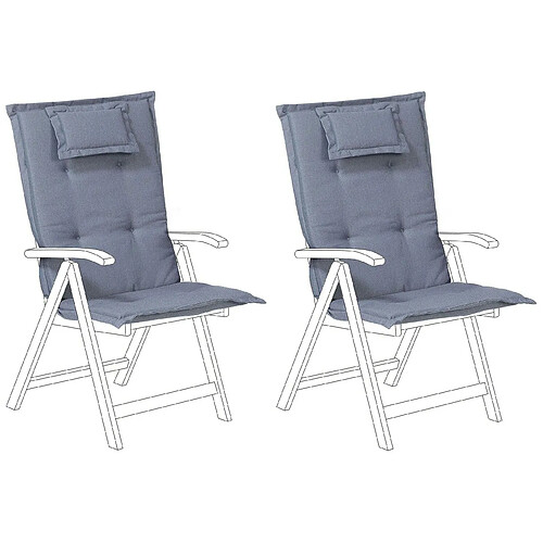 Beliani Lot de 2 coussins en tissu bleu pour chaises de jardin TOSCANA/JAVA