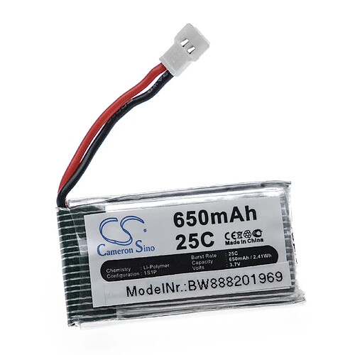 vhbw Batterie compatible avec Huajun W609-10, W609-9 drone multicopter quadrocopter (650mAh, 3,7V, Li-polymère)