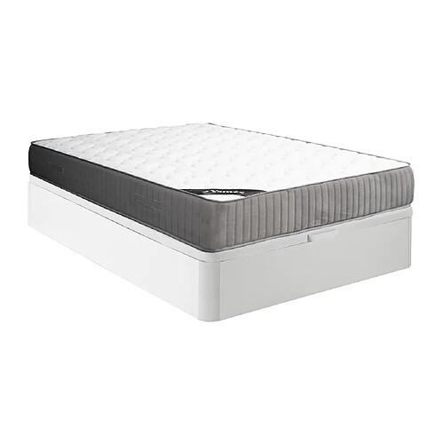 Vente-Unique Ensemble 160 x 200 cm sommier coffre blanc + matelas mousse HR et accueil latex ép.30cm - MALINO de YSMÉE