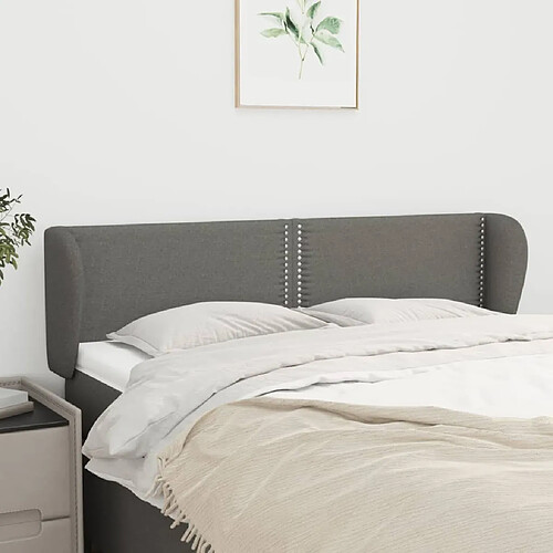 Maison Chic Tête de lit scandinave avec oreilles,meuble de chambre Gris foncé 147x23x78/88 cm Tissu -MN79860