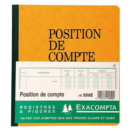 Registre standard Exacompta piqûre position de compte 4 colonnes 950 21 x 19 cm